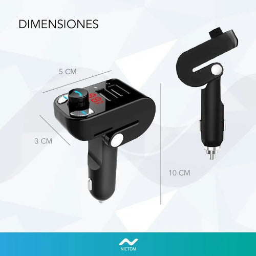 Transmisor Fm Nictom Bluetooth Negro