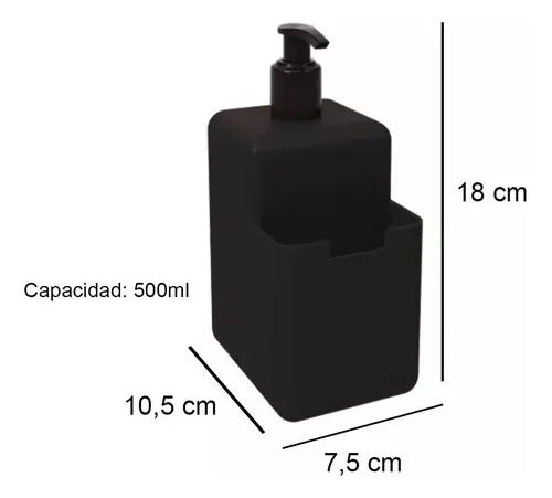 Dispenser Detergente Organizador Porta Esponja Cocina Coza Color Negro