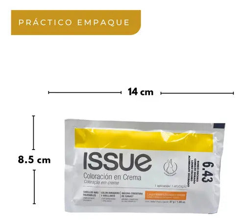 Tinte Capilar En Crema. Issue Baseline. Sachet 47g Tono 6.43 Rubio Oscuro Cobrizo Dorado