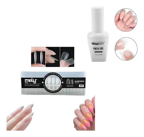 Kit Uñas Gel Mely Soft Gel Cuadrado Corto 5p