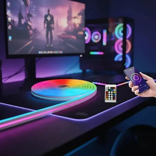 Tira Led Neon Rgb 5m Inteligente Bluetooth App Control Remot