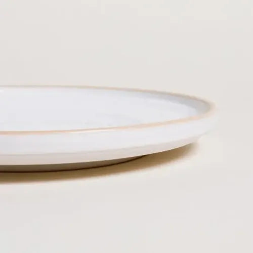 Plato Playo Tozeur Blaco Con Borde Natural De 26cm Ceramica Color Blanco