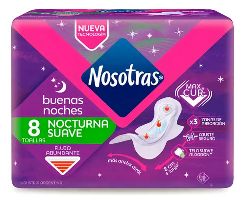 Toallitas Femeninas Nosotras Buenas Noches X8 Unidades