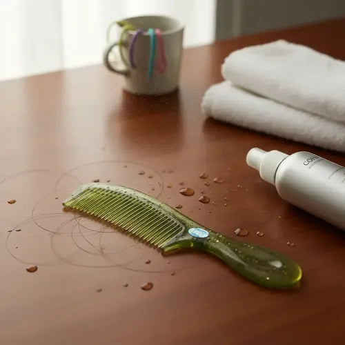 Peine Plástico Con Mango Desenreredante Ideal Rizos Verde Claro