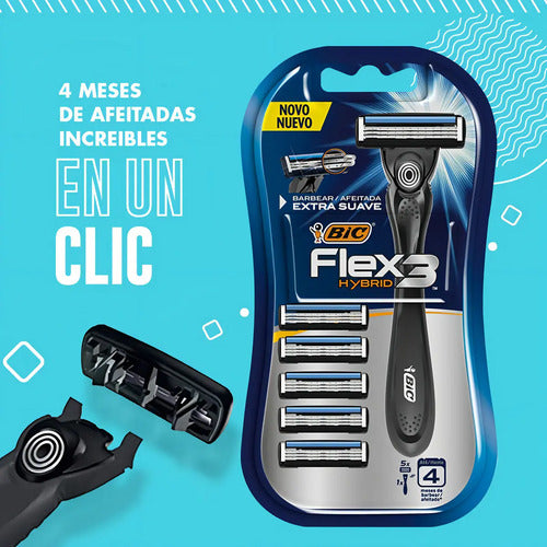 Máquina de Afeitar BIC Flex 3 Hybrid con 5 Repuestos · 17515 · foto 05