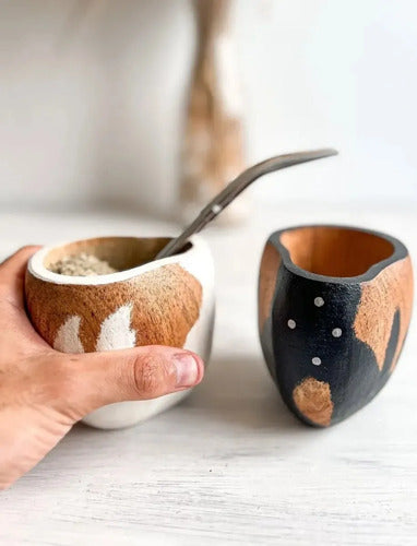 Mate Ranchero Algarrobo Artesanal Premium Pintado A Mano