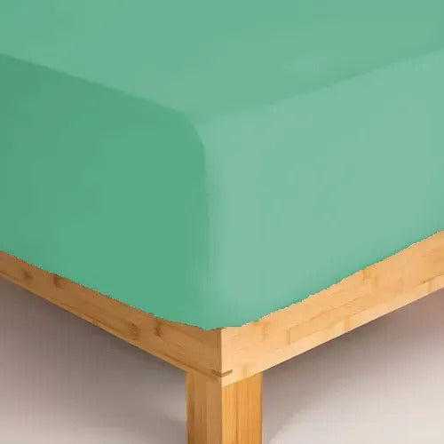 Sábana Ajustable Percal Distrito Blanco Para Cuna Verde Liso