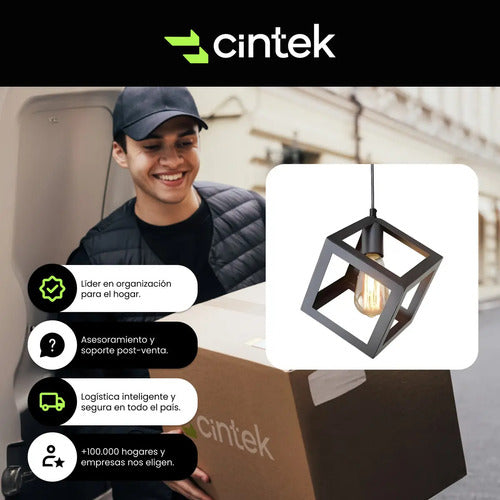 Luces Dormitorio Colgante Lampara Moderna Industrial Cubo E27 Negra Techo Luminaria Interior Color Negro Para Oficina Living Cintek