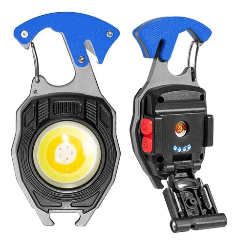 Linterna LED COB Recargable USB con Imán y Gancho Azul · 16726 · foto 04