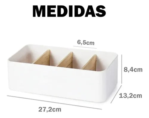 Organizador Multiuso Blanco 4 Divisiones Madera Casa Oficina