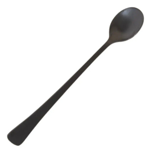 Set X 6 Cucharas De Acero Negro Diseño Oval 13cm