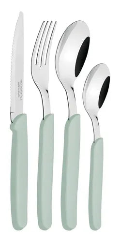 Juego De Cubiertos Tramontina Carmel 24 Pz Cuchillo Tenedor Color Verde Claro