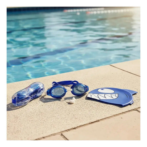 Kit de Natación Dolphin Antiparras Gorro y Tapones Tiburón Azul · 16944 · foto 02