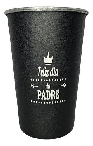 Vaso Alumínio Grabado Día Del Padre 6p Negro