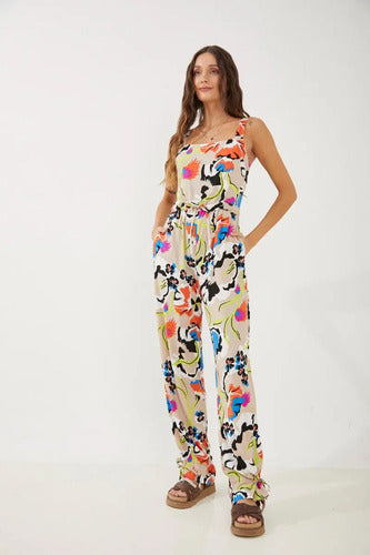 Mono Enterito Estampado Largo Mujer Corte Palazzo Rimmel