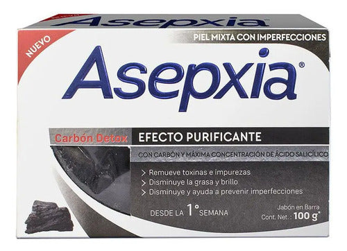Jabón Asepxia De Carbón Detox Efecto Purificante 100 G