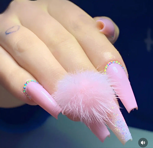 Dije Kawaii Pompon Con Imanes Paris Para Uñas Soft Gel Uv Caja X 10 Pompon
