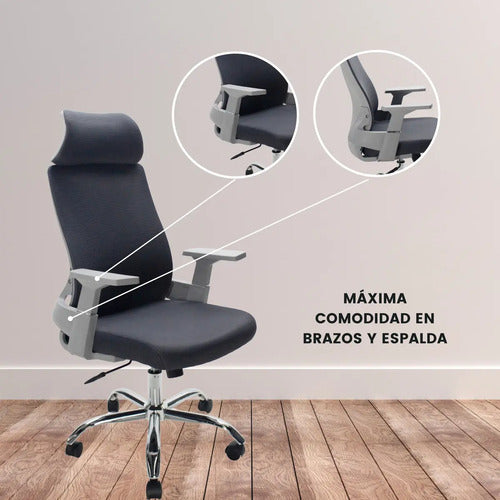 Silla Oficina Alta Escritorio Ejecutiva Gris Zhome Cabezal Material Del Tapizado Mesh