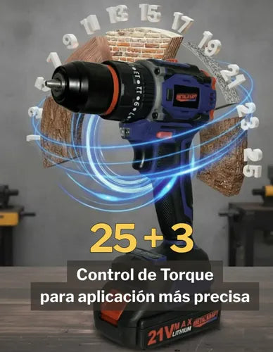 Taladro Inalámbrico Percutor Brushless Metalkraff 21v 50 Nm