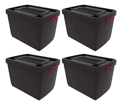 Caja Organizadora Heavy Box Apilable Reforzada Negra X4 Negro Liso · 2560 · foto 02