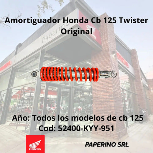 Amortiguador Traser X1 Original Honda Cb125 Twister Paperino