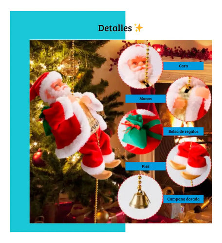 Papá Noel Trepador Soga Muñeco Escalador