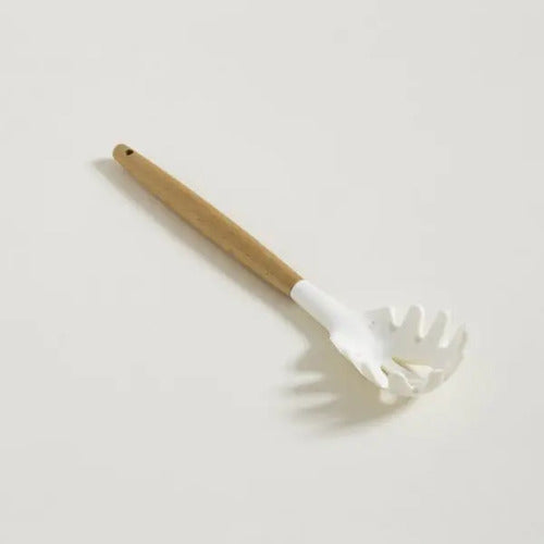Cuchara De Silicona Para Pasta Cream Con Mango De Madera Blanco Canela