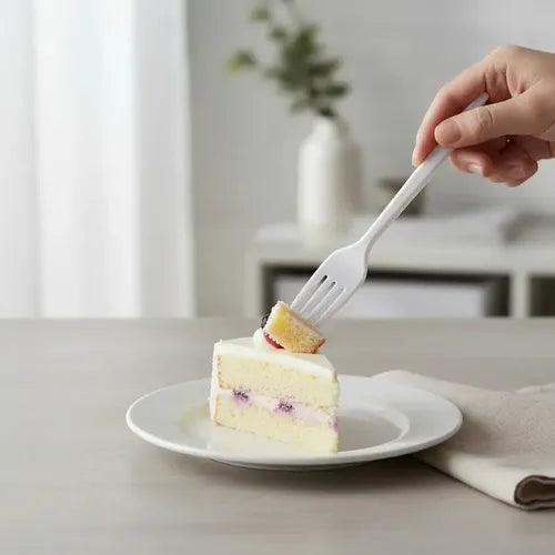 50 Cucharas o Tenedores de Postre Blancas Reforzadas · 18657 · foto 04