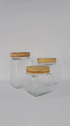 Frasco Vidrio Organizador Cocina Tapa Bambú Hermética 1300ml Bambú