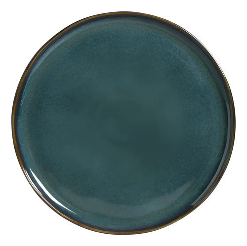 Platos Playos Cerámica Gres Veteado 27,5cm Oceano X1 U Lisa