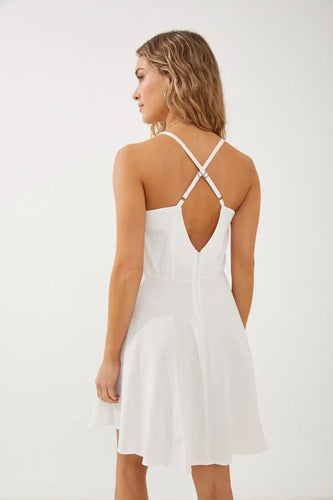Vestido Corto De Lino Corte Corazon Verano Volado Rimmel