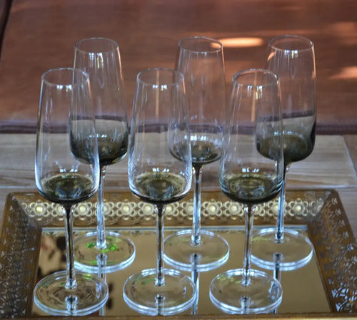 Set X6 Copas De Champagne Tallo Negro