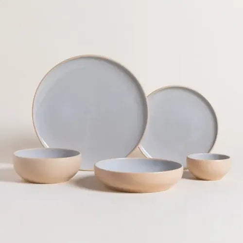 Plato Postre Korba Gris Claro Con Beige De 20cm Natural