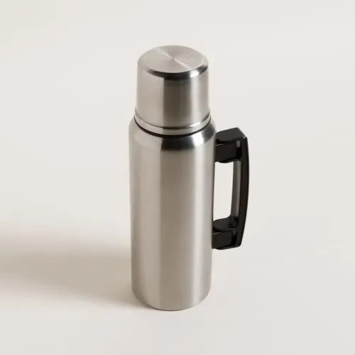 Termo Camping Acero Inoxidable 1 L Asa Abatible Plateado