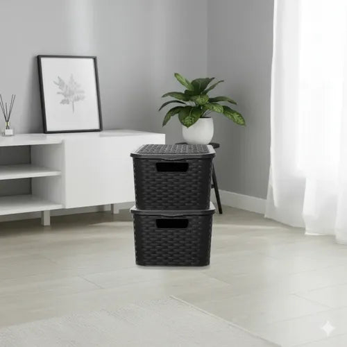 Caja Organizadora Símil Rattan Mediano P