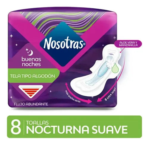 Toallitas Femeninas Nosotras Buenas Noches X8 Unidades