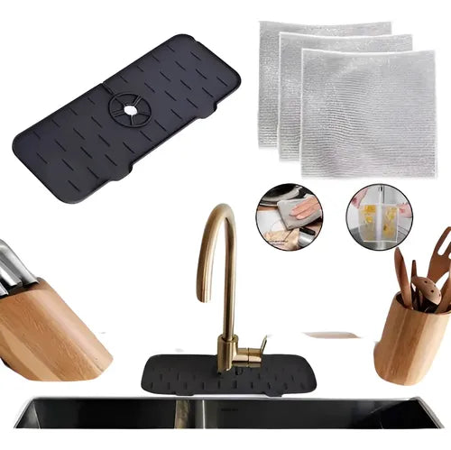 Organizador Silicona Bacha Cocina Negro