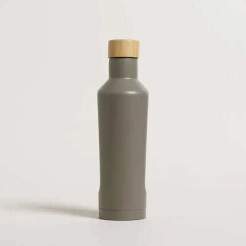 Botella Térmica Acero Inox Verde Musgoy Tapa Bamboo 450 Ml