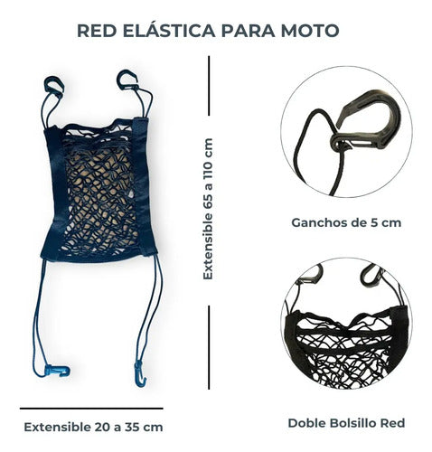 Malla Cubre Tanque Red Elástica Para Moto Accesorios Ganchos