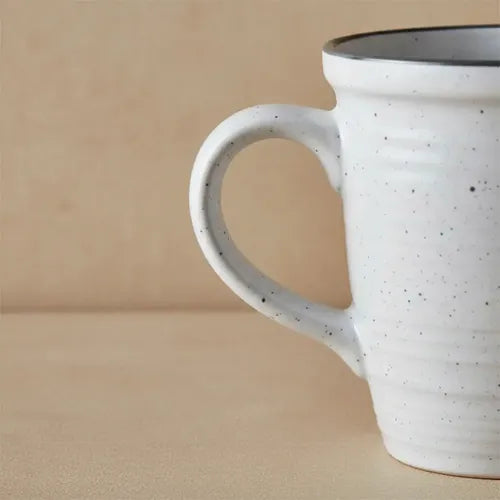 Taza Jarro Mug Ceramica Granito Blanco Borde Gris De 530ml