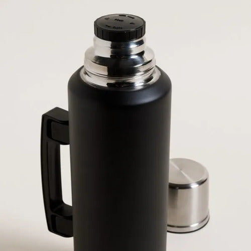 Termo Camping Acero Inoxidable 1 L Asa Abatible Negro