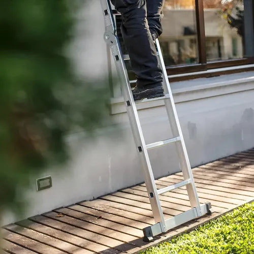 Escalera De Aluminio Articulada 12 Escalones Antideslizante Multiproposito Ajustable Portatil Calidad Durabilidad Resistente Todo Tipo De Trabajo Reforzada Firme Liviana Transportable Funcional