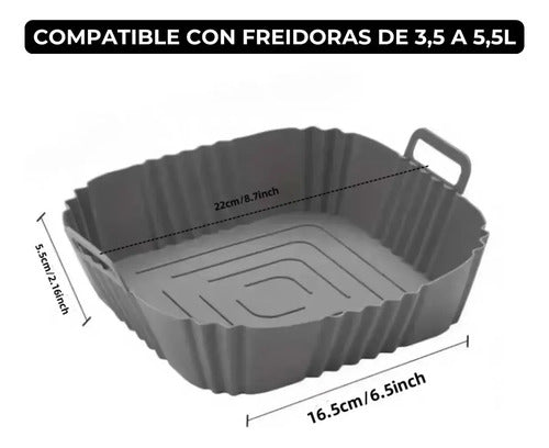 Molde Bandeja Silicona Cuadrada Freidora Aire Air Fryer 5-7l · 20560 · foto 03