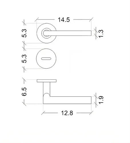 Manija Picaporte Doble Modelo Plano Acero Inox 5 Unidades