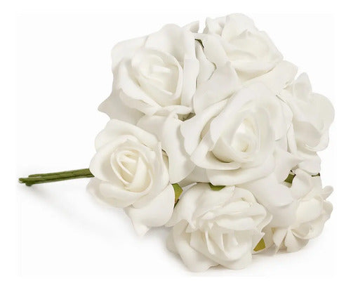 Rosas Artificiales Ramo Elena Vintage Blanco 7 Flores Blanca