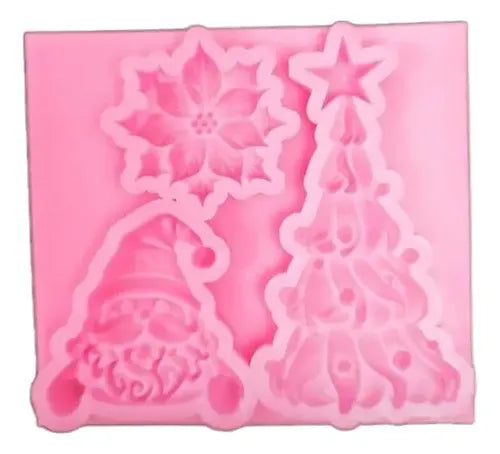Molde Silicona Arbol Navidad Papa Noel Pasteleria Fondant Po Aleatorio