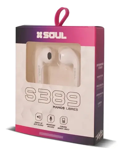 Auriculares Soul S389 Tipo C Manos Libres Micrófono Vol B Blanco