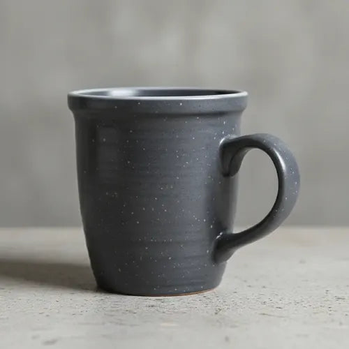 Taza Jarro Mug Ceramica Granito Gris Borde Blanco 530ml Gris
