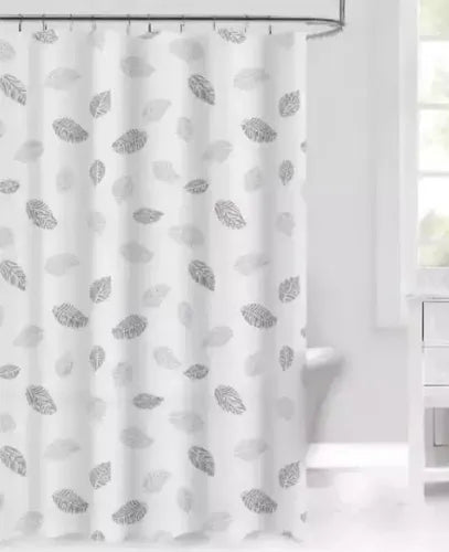 Cortina De Baño Teflón Estampada Imperme Blanco Hoja