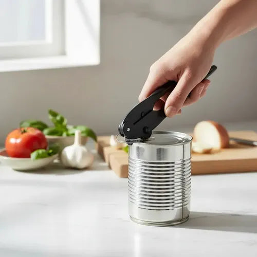 Abrelatas Manual Acero Inoxidable Negro Marca Point Curvo 17.5cm